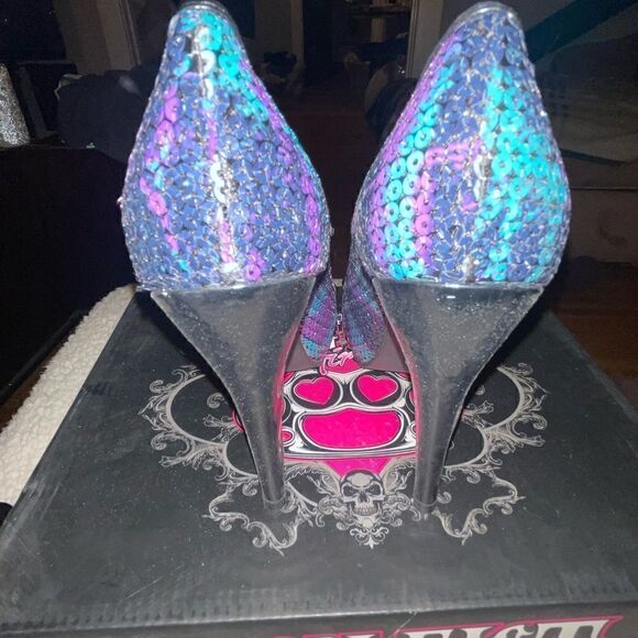 NIB Iron Fist Debracorn Sequin Platform Heels Size 5 - Picture 8 of 9